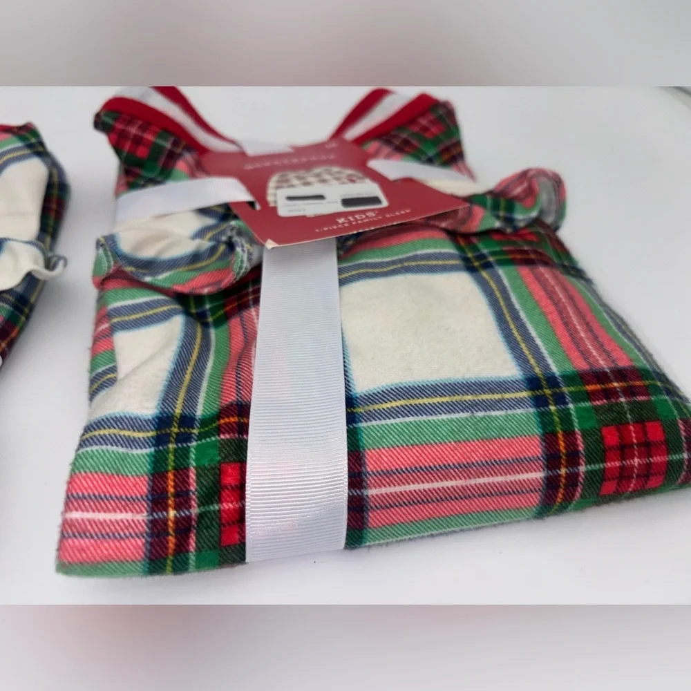 WONDERSHOP Girls Christmas Nightgown Lot Set Pajama Tartan Plaid Dress‎ NEW 8 10